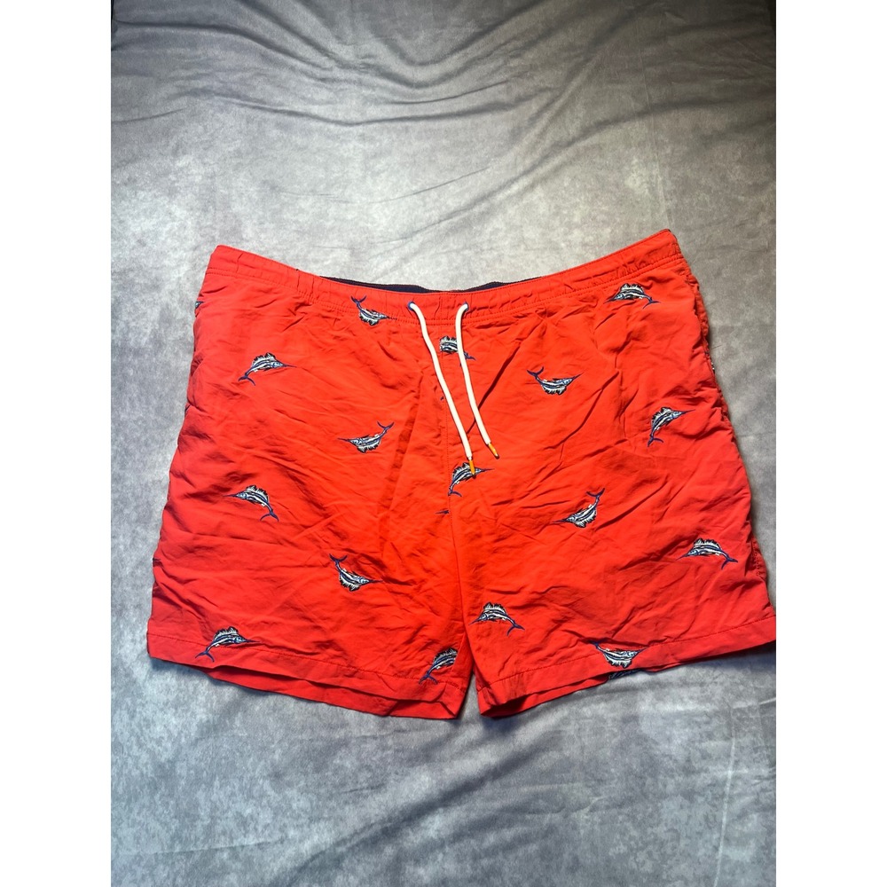 Tommy Bahama Mens XXL Red Marlin Embroidered Swim Trunks Mesh Lined Coastal